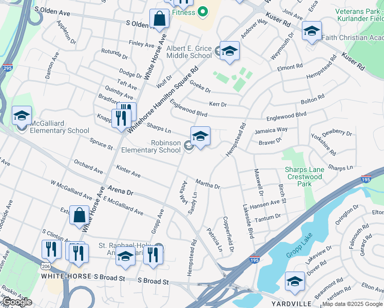 map of restaurants, bars, coffee shops, grocery stores, and more near 495 Gropp Avenue in Hamilton Township