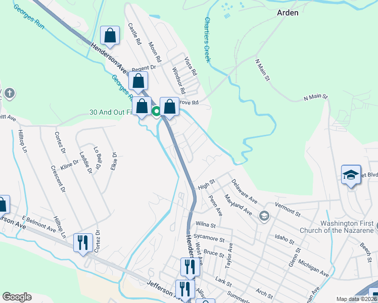 map of restaurants, bars, coffee shops, grocery stores, and more near 51 Monarch Avenue in Washington