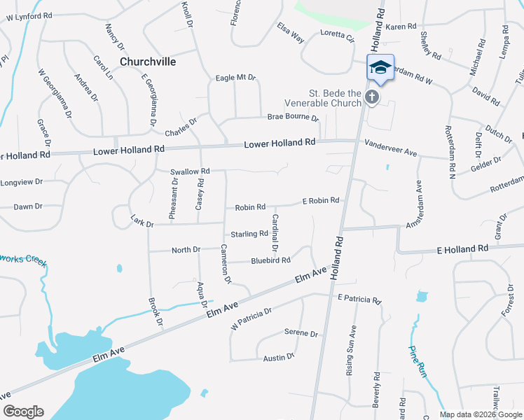 map of restaurants, bars, coffee shops, grocery stores, and more near 65 Starling Road in Holland