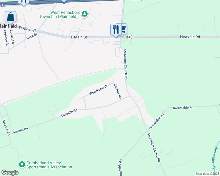map of restaurants, bars, coffee shops, grocery stores, and more near 14 Woodcrest Drive in Carlisle
