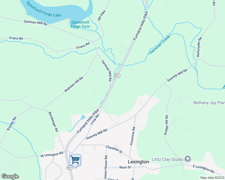 map of restaurants, bars, coffee shops, grocery stores, and more near 1065 Furnace Hills Pike in Lititz
