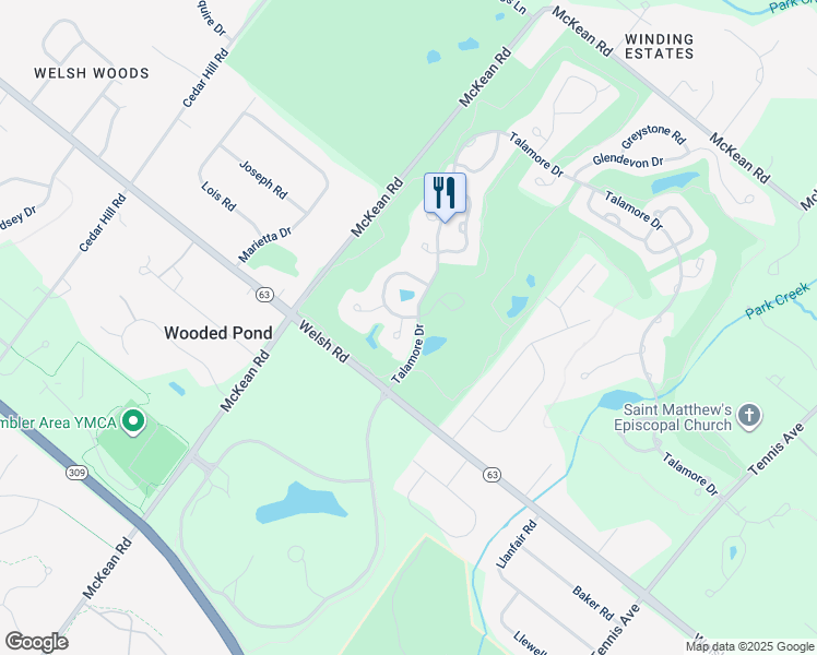 map of restaurants, bars, coffee shops, grocery stores, and more near 725 Alton Court in Ambler