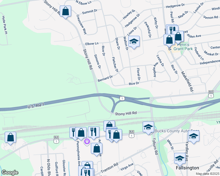 map of restaurants, bars, coffee shops, grocery stores, and more near 162 Rice Drive in Morrisville
