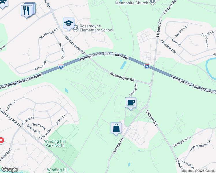map of restaurants, bars, coffee shops, grocery stores, and more near 3119 Wayland Road in Mechanicsburg