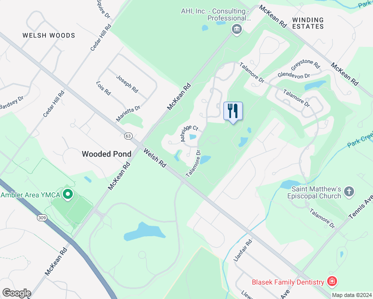 map of restaurants, bars, coffee shops, grocery stores, and more near 700 Alton Court in Ambler