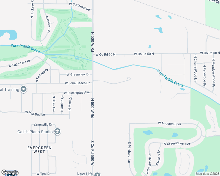 map of restaurants, bars, coffee shops, grocery stores, and more near 7600-7808 West York Prairie Way in Muncie