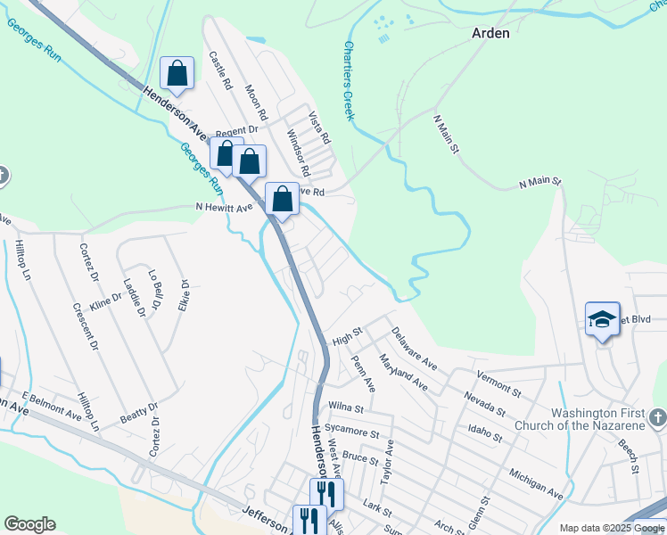map of restaurants, bars, coffee shops, grocery stores, and more near 189 Dorothy Avenue in Washington