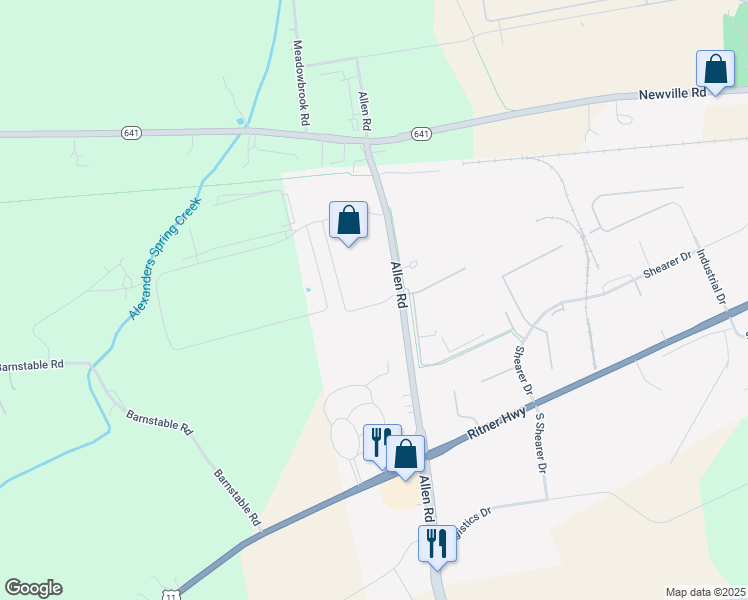 map of restaurants, bars, coffee shops, grocery stores, and more near 221 Allen Road in Carlisle