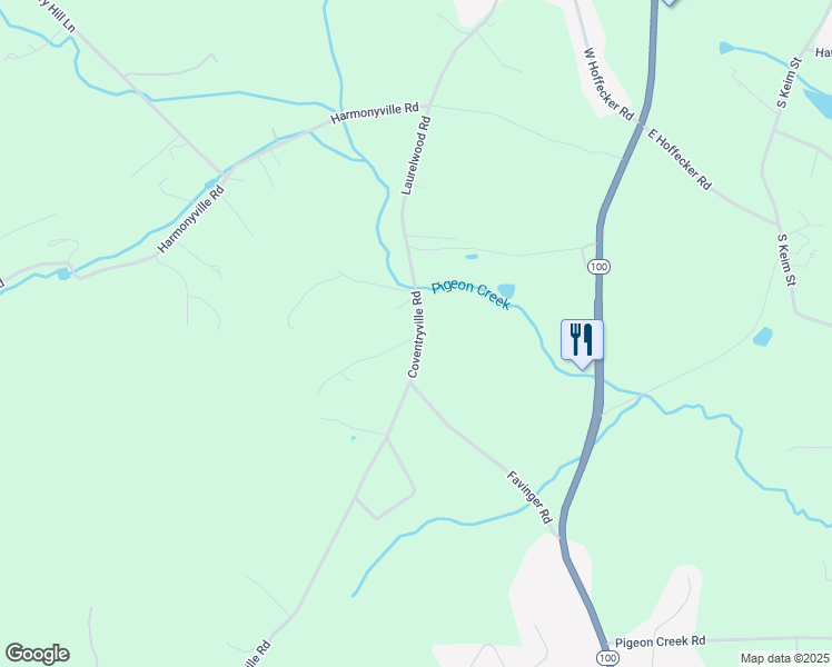 map of restaurants, bars, coffee shops, grocery stores, and more near 2731 Coventryville Road in Pottstown