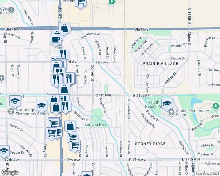 map of restaurants, bars, coffee shops, grocery stores, and more near 70 21st Avenue in Longmont