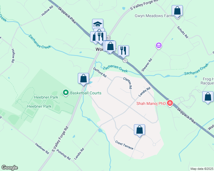 map of restaurants, bars, coffee shops, grocery stores, and more near 2942 Defford Road in Eagleville