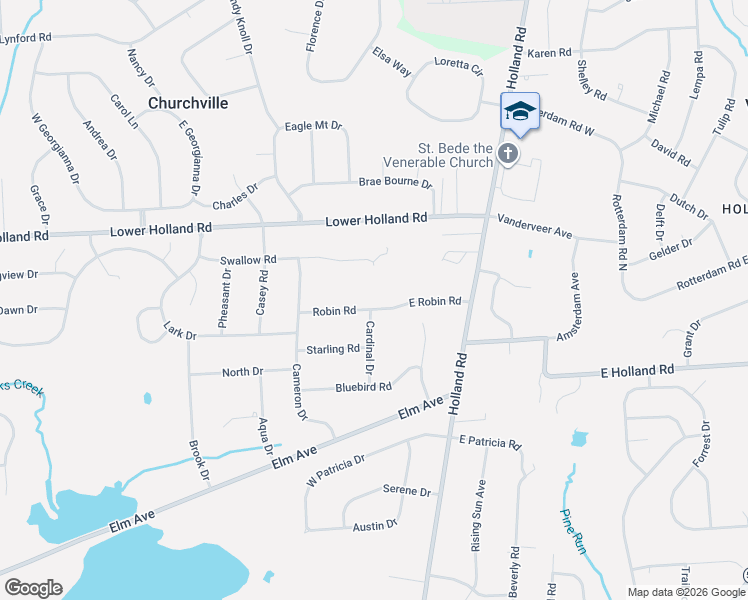 map of restaurants, bars, coffee shops, grocery stores, and more near 33 Robin Road in Holland