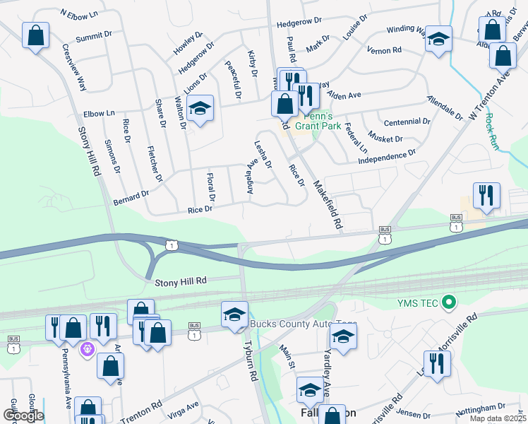 map of restaurants, bars, coffee shops, grocery stores, and more near 114 Rice Drive in Morrisville