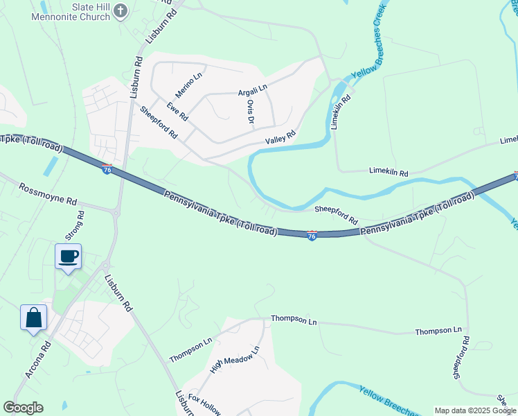 map of restaurants, bars, coffee shops, grocery stores, and more near 1700 Sheepford Road in Mechanicsburg