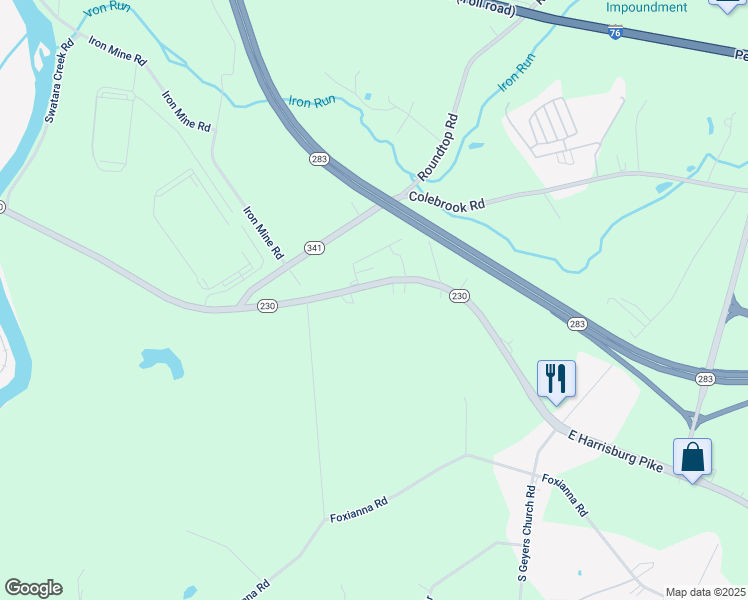 map of restaurants, bars, coffee shops, grocery stores, and more near 1822 East Harrisburg Pike in Middletown