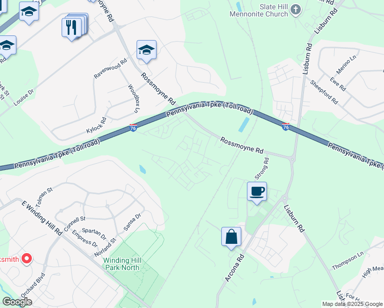 map of restaurants, bars, coffee shops, grocery stores, and more near 1328 Revival Drive in Mechanicsburg