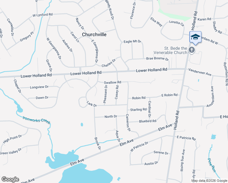 map of restaurants, bars, coffee shops, grocery stores, and more near 40 Casey Road in Holland