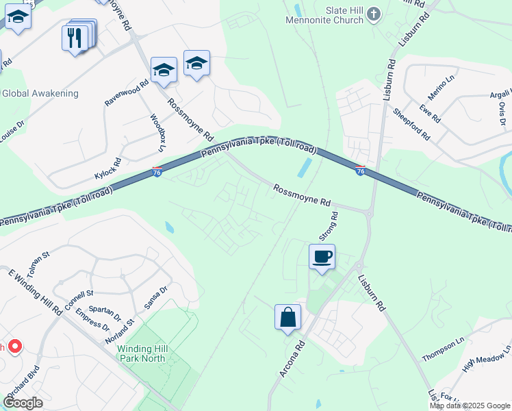 map of restaurants, bars, coffee shops, grocery stores, and more near 3119 Wayland Road in Mechanicsburg