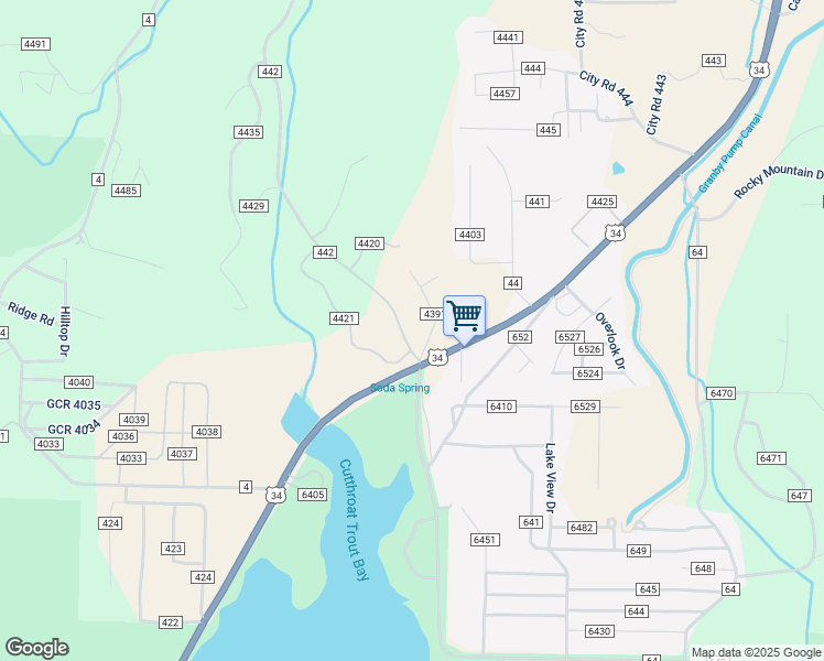 map of restaurants, bars, coffee shops, grocery stores, and more near 100 Heritage Ranch Road in Grand Lake