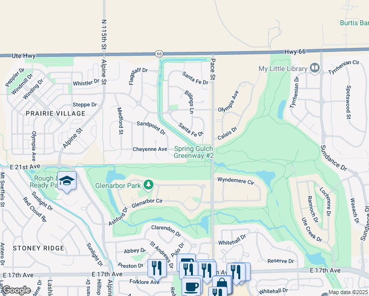 map of restaurants, bars, coffee shops, grocery stores, and more near 820 Cheyenne Avenue in Longmont