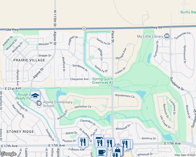map of restaurants, bars, coffee shops, grocery stores, and more near 820 Cheyenne Avenue in Longmont