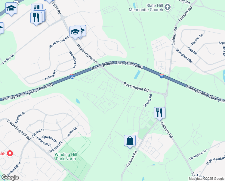 map of restaurants, bars, coffee shops, grocery stores, and more near 3119 Wayland Road in Mechanicsburg