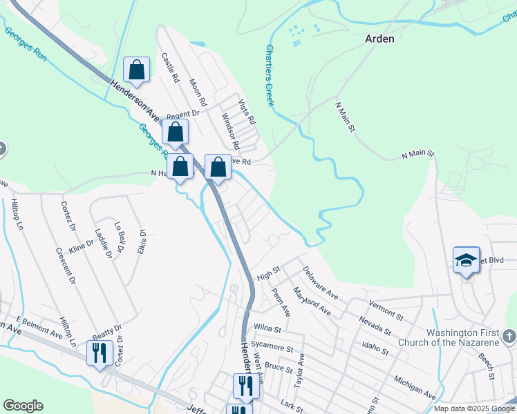 map of restaurants, bars, coffee shops, grocery stores, and more near 189 Dorothy Avenue in Washington