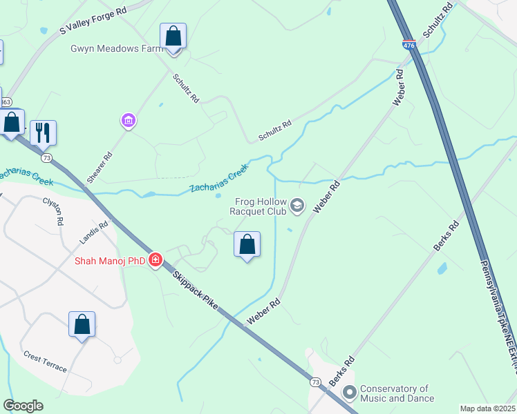 map of restaurants, bars, coffee shops, grocery stores, and more near 265 Center Point Lane in Lansdale