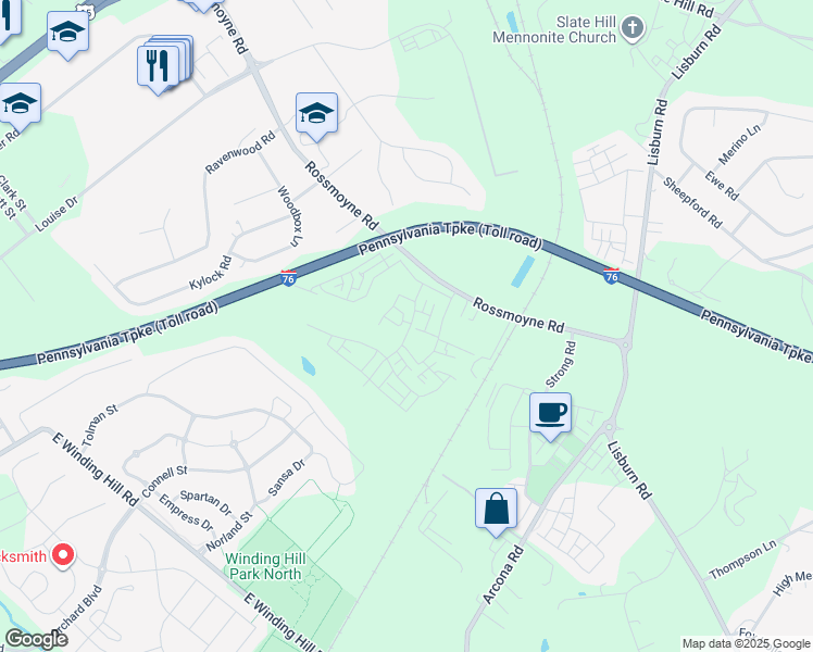 map of restaurants, bars, coffee shops, grocery stores, and more near 1328 Revival Drive in Mechanicsburg