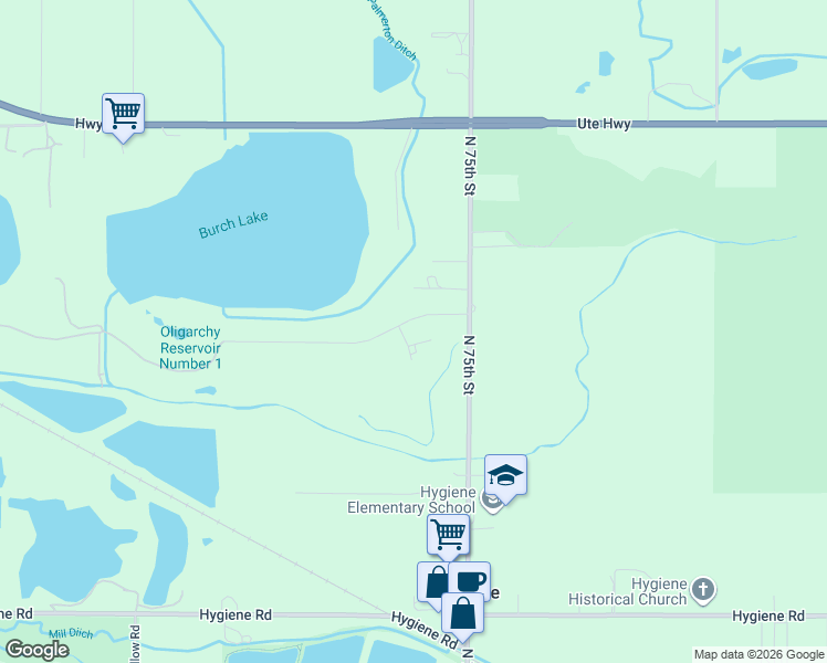 map of restaurants, bars, coffee shops, grocery stores, and more near 32 Cash Road in Longmont