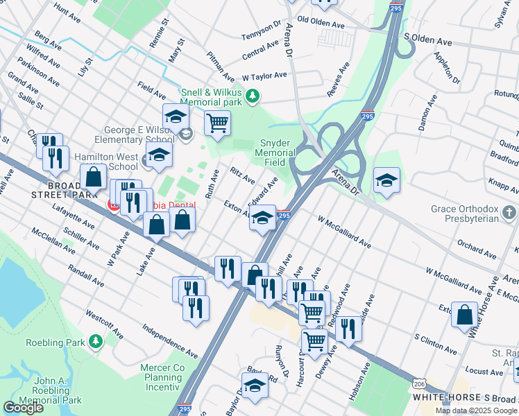 map of restaurants, bars, coffee shops, grocery stores, and more near 226 Edward Avenue in Hamilton Township