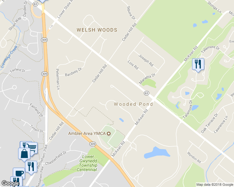 map of restaurants, bars, coffee shops, grocery stores, and more near 824 Warren Road in Montgomery County