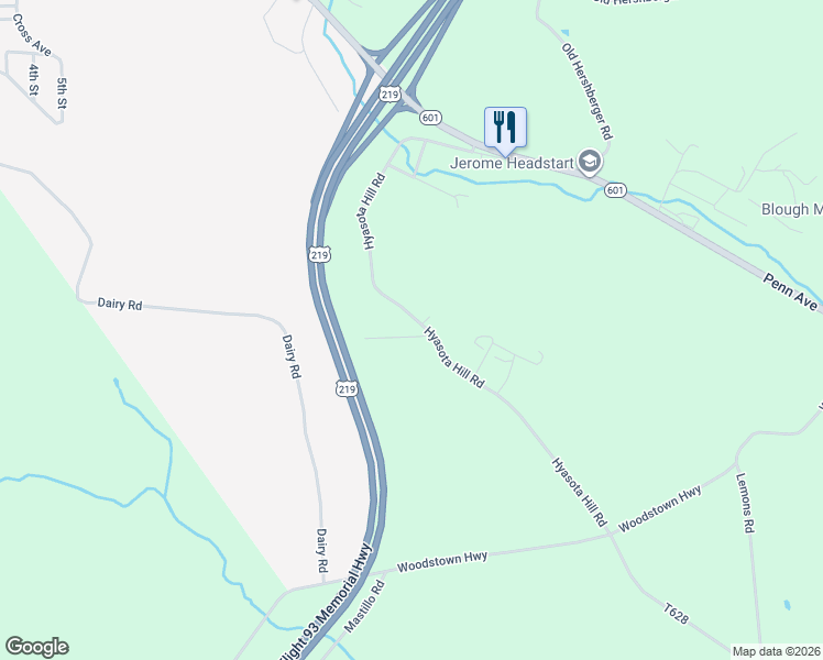 map of restaurants, bars, coffee shops, grocery stores, and more near 130 T-751 in Hollsopple