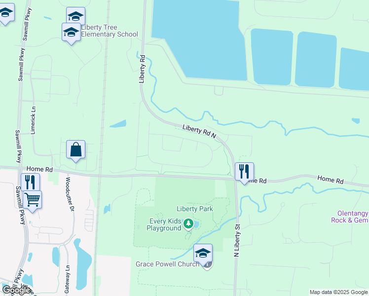 map of restaurants, bars, coffee shops, grocery stores, and more near 2725 Summerland Loop in Powell