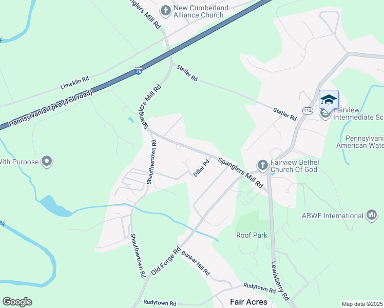 map of restaurants, bars, coffee shops, grocery stores, and more near 245 Spanglers Mill Road in New Cumberland