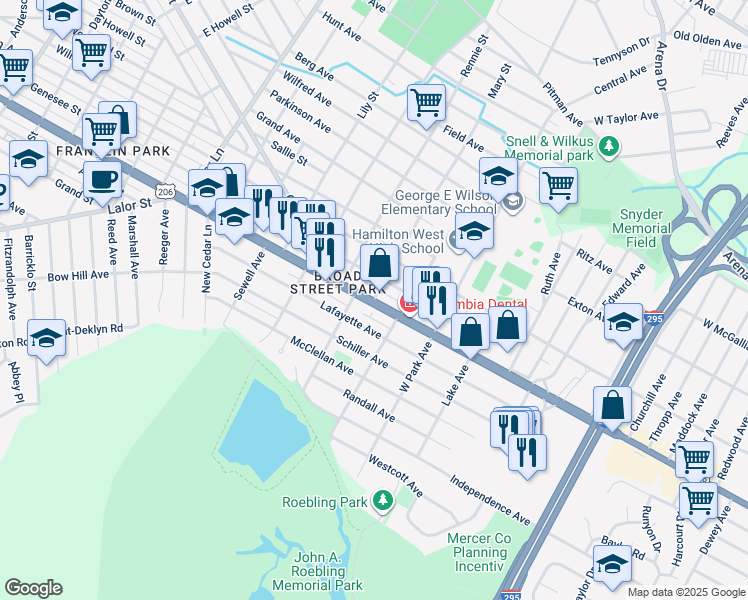 map of restaurants, bars, coffee shops, grocery stores, and more near 4 Mary Street in Hamilton Township