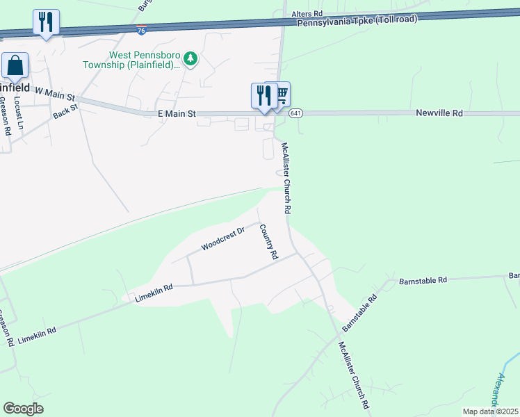 map of restaurants, bars, coffee shops, grocery stores, and more near 109 Country Road in Carlisle