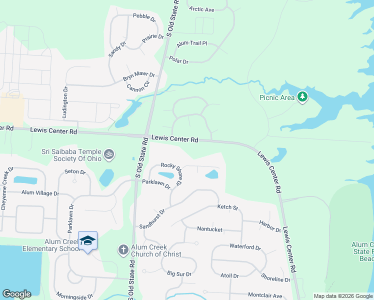 map of restaurants, bars, coffee shops, grocery stores, and more near 2899 Seaway Court in Lewis Center