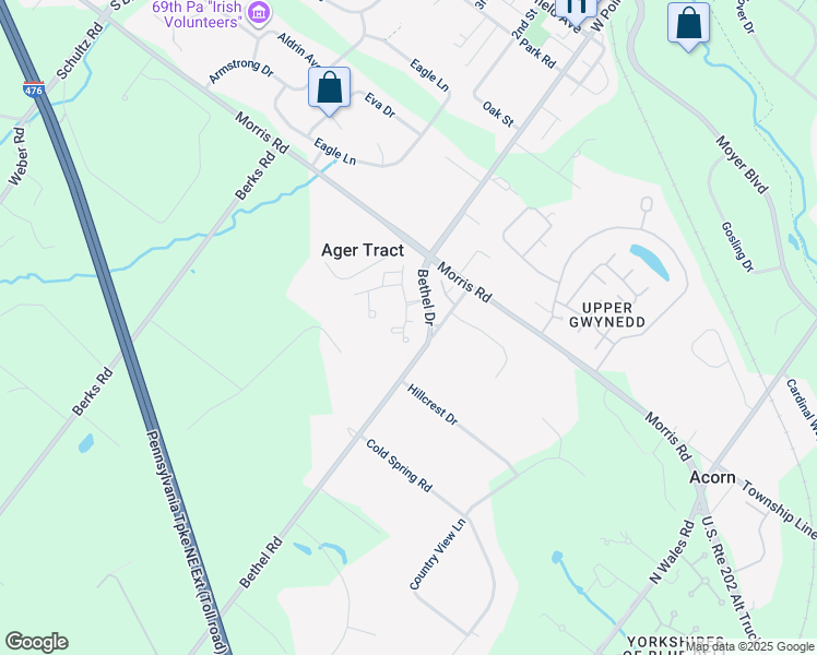 map of restaurants, bars, coffee shops, grocery stores, and more near 2301 Elm Circle in Lansdale