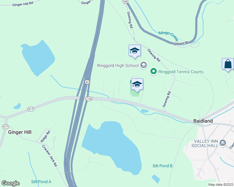 map of restaurants, bars, coffee shops, grocery stores, and more near 50 Ram Drive in Monongahela