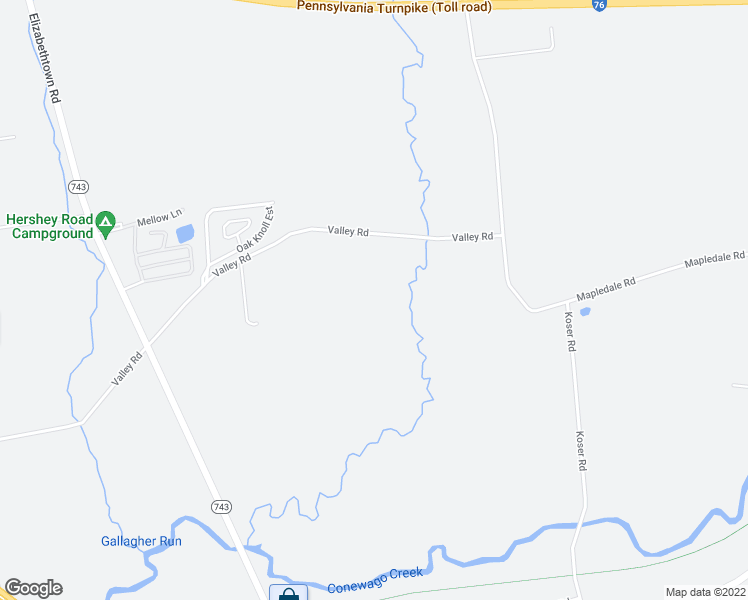 map of restaurants, bars, coffee shops, grocery stores, and more near 4439 Valley Road in Elizabethtown