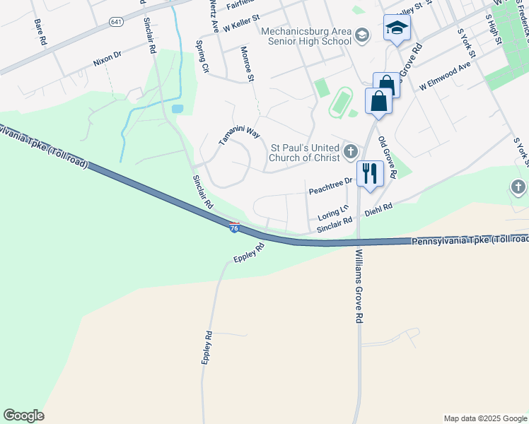 map of restaurants, bars, coffee shops, grocery stores, and more near 788 Barn Swallow Way in Mechanicsburg