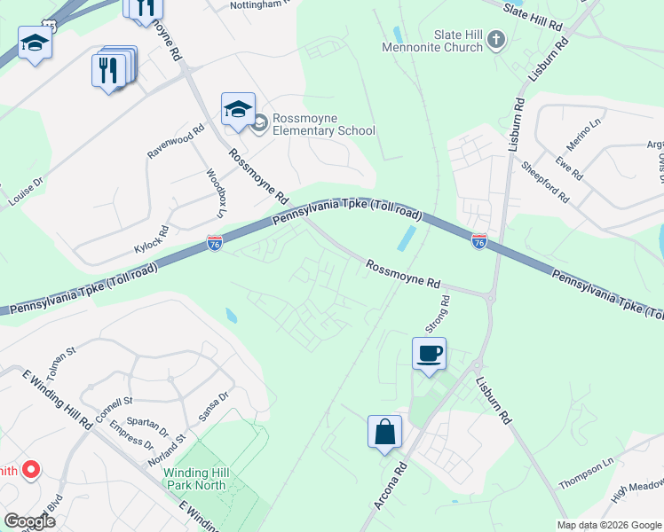 map of restaurants, bars, coffee shops, grocery stores, and more near 1336 Eckford Park in Mechanicsburg