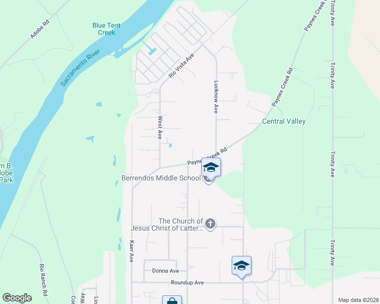 map of restaurants, bars, coffee shops, grocery stores, and more near 75 Nirvana Court in Red Bluff