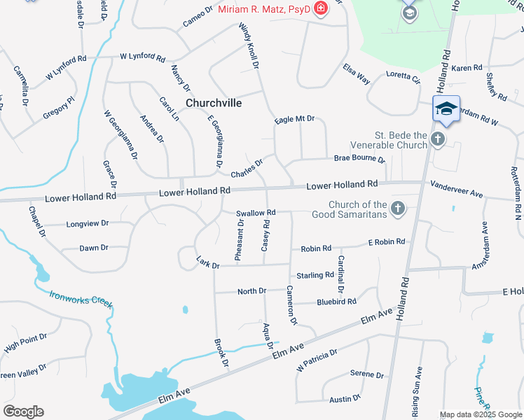 map of restaurants, bars, coffee shops, grocery stores, and more near 73 Swallow Road in Holland