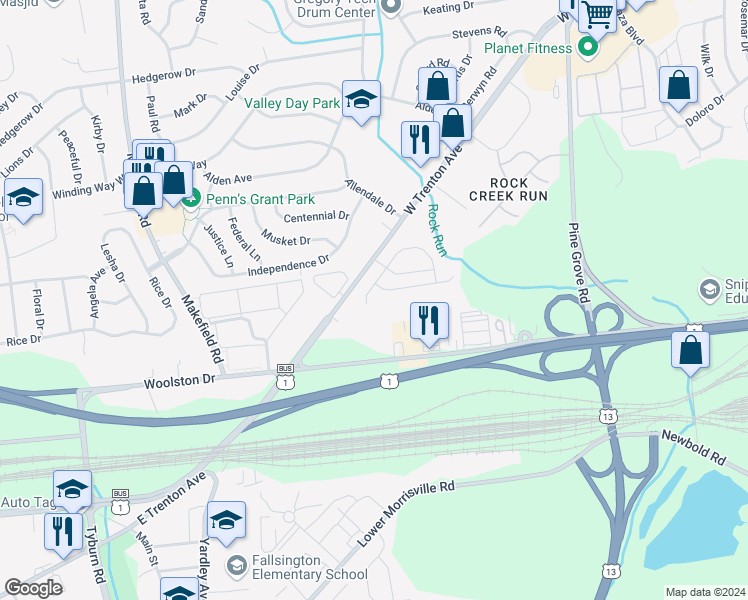 map of restaurants, bars, coffee shops, grocery stores, and more near 3 Jennifer Lane in Morrisville