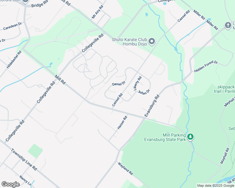 map of restaurants, bars, coffee shops, grocery stores, and more near 3868 Brian Court in Collegeville