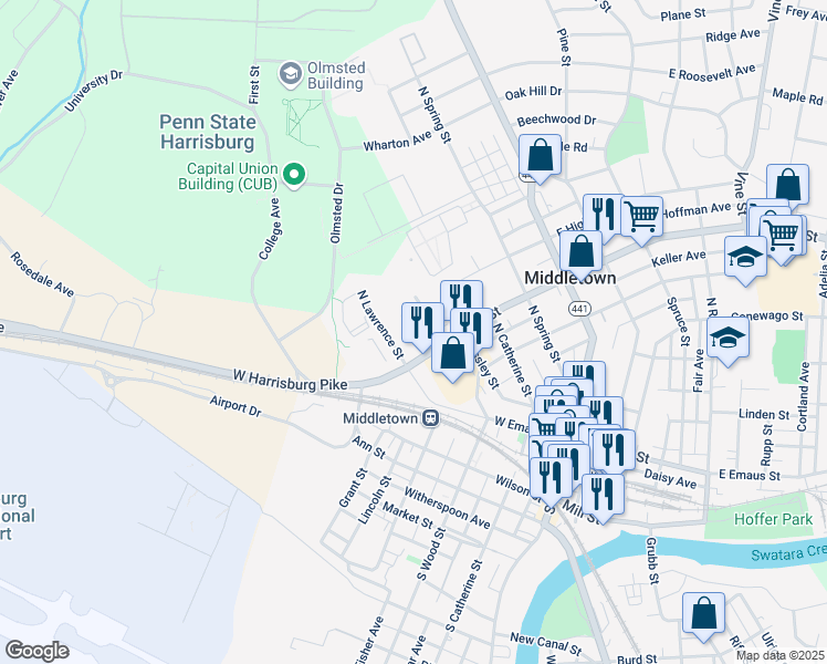 map of restaurants, bars, coffee shops, grocery stores, and more near 291 Selma Avenue in Middletown