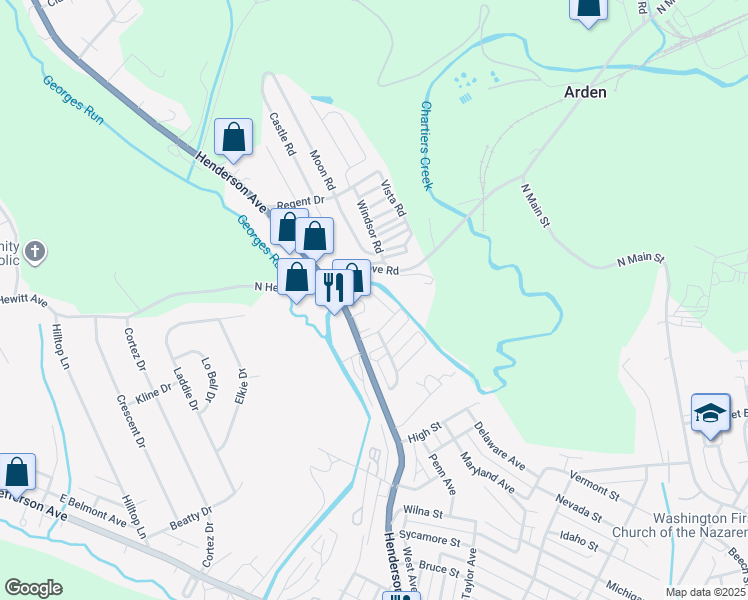 map of restaurants, bars, coffee shops, grocery stores, and more near 234 Key Avenue in Washington
