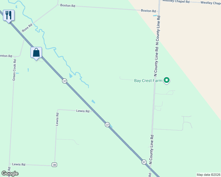 map of restaurants, bars, coffee shops, grocery stores, and more near 545 North County Line Road in Sunbury